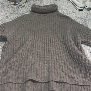 Zara Oversized Brown Tunic Turtleneck Sweater